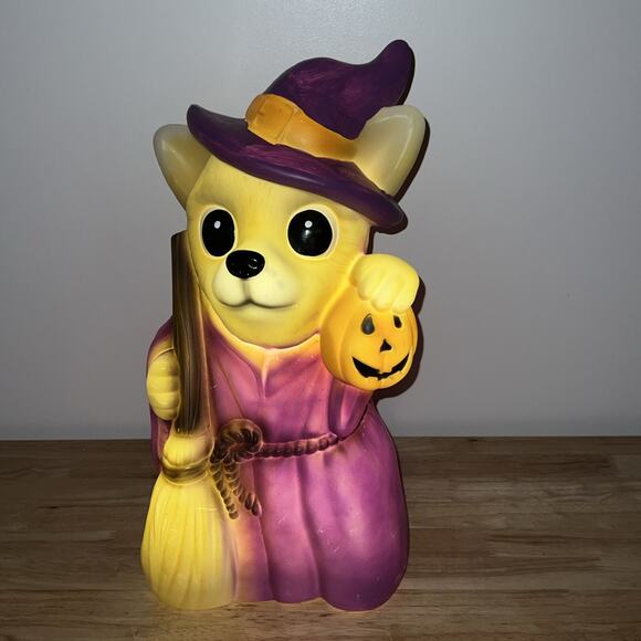 Blow Mold Pan Asian Creations Halloween 18" Fox Witch with Pumpkin~ Lighted~ - Picture 7 of 8